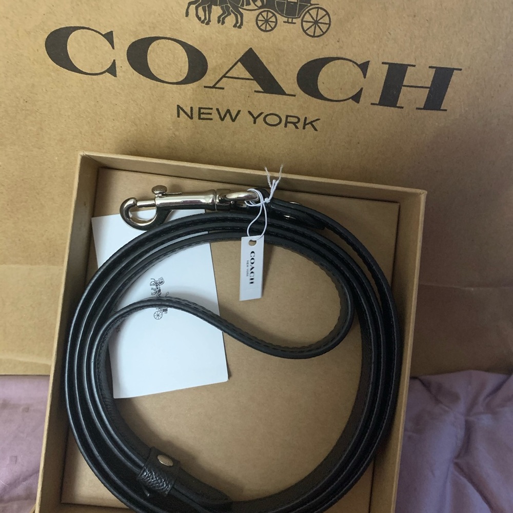 Coach Small Leather Pet Leash - Black